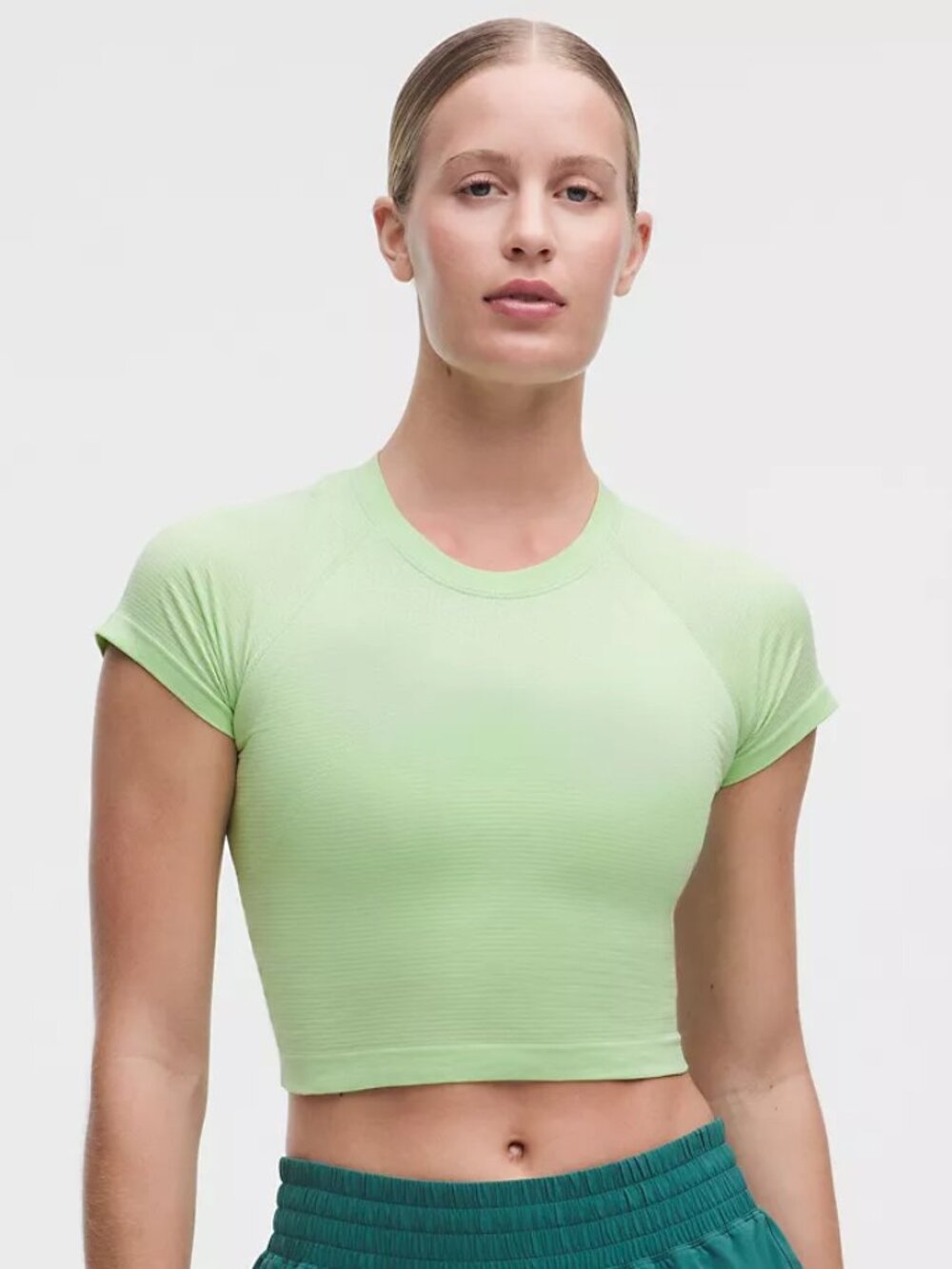 Lululemon Swiftly Tech Cropped Short-Sleeve Shirt 2.0, Kale Krush/Matcha Magic,